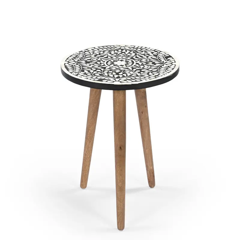 Nilgiri Bone-Inlay End Table – Handcrafted Indian Artisan Design 1