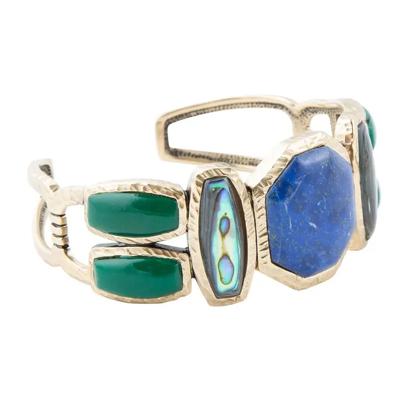 Odyssey Lapis Lazuli Cuff Bracelet With Gold Accents 1
