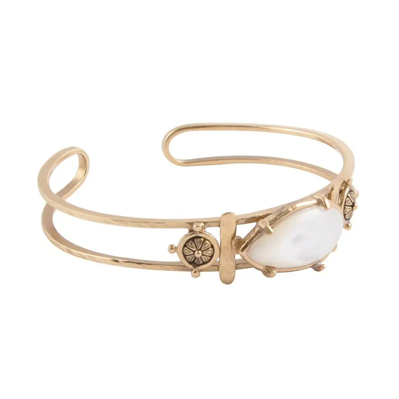 Open-End Mother-Of-Pearl Cuff Bracelet In Gold-Finished Metal 1