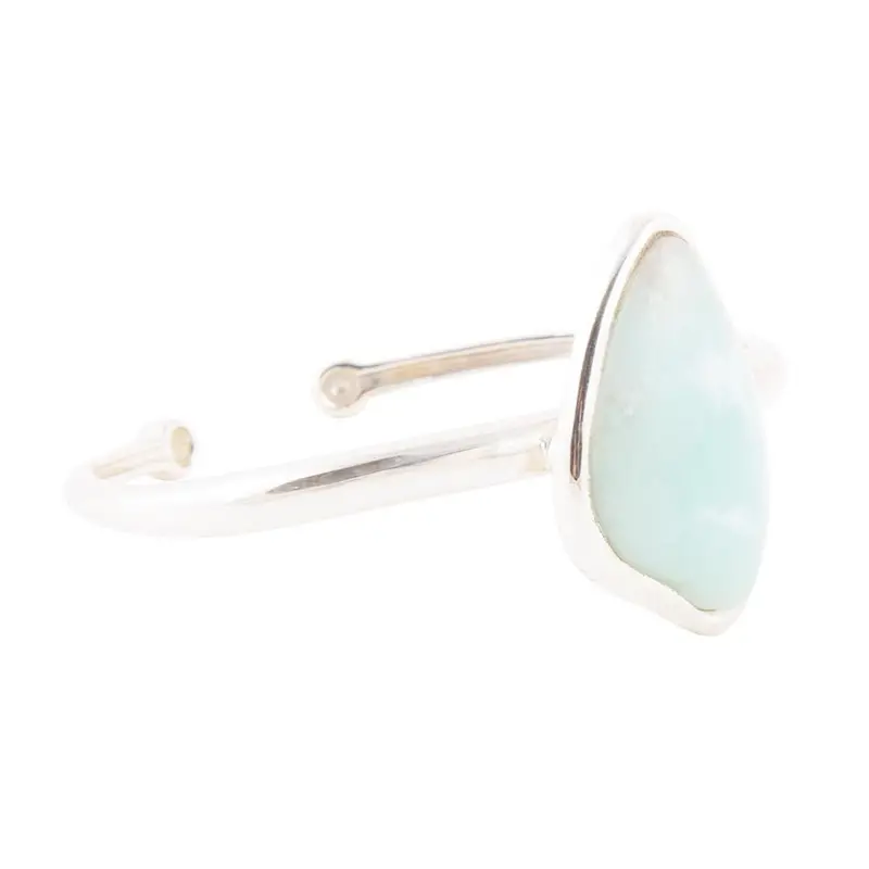 Organic Larimar Cuff Bracelet With Sterling Silver And Gold Accents 1