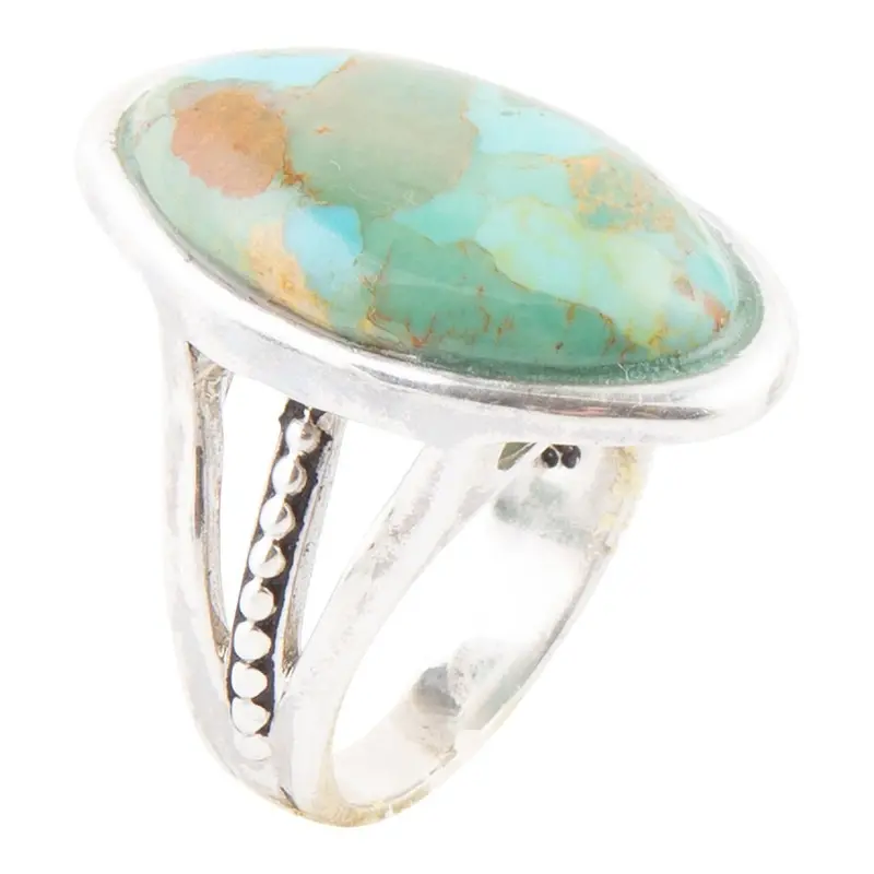 Oval-Cut Blue Turquoise Ring In Sterling Silver 1