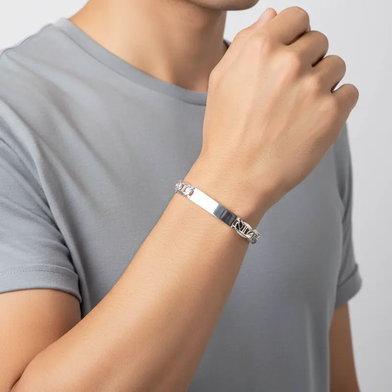 Personalized 8-Inch Sterling Silver Curb Id Bracelet 1