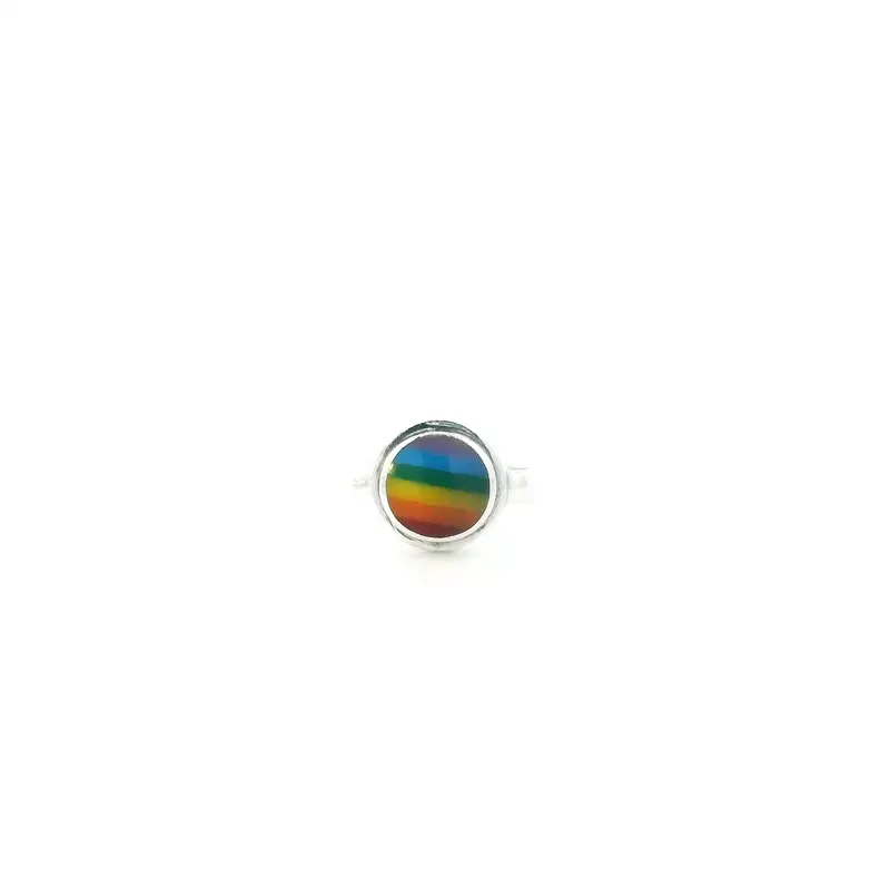 Peter Stone Sterling Silver Rainbow Cabochon Ring 1
