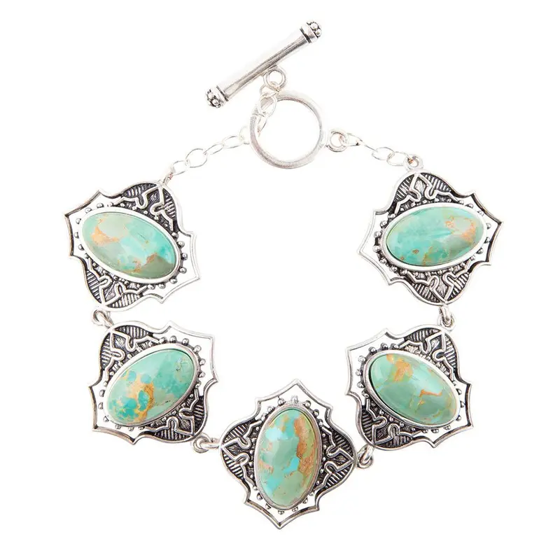 Phantom Turquoise Beaded Toggle Bracelet In Sterling Silver 1