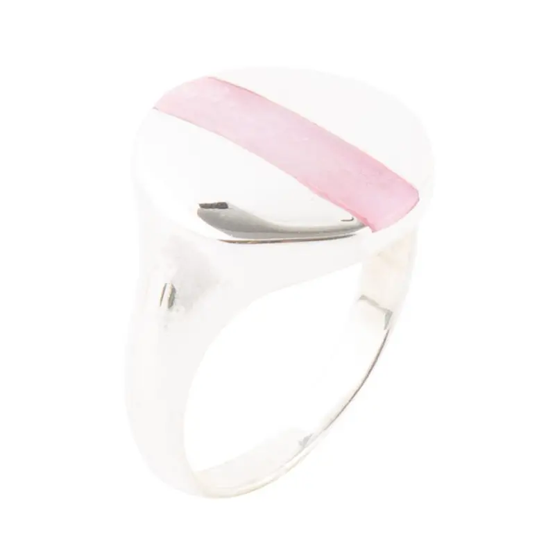 Pink Opal Signet Silver Ring 1