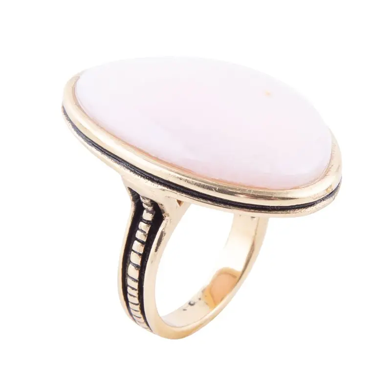 Pink Opal Statement Ring With Gold Finish 1