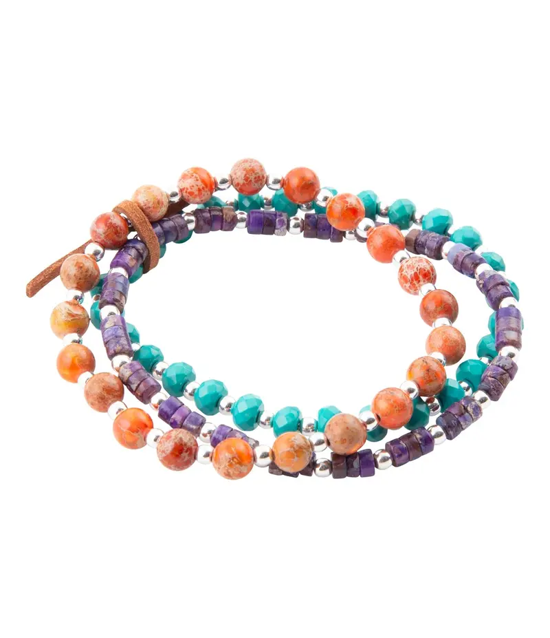 Prescott Magnesite Bracelet Set In Blue, Purple, And Orange Tones 1