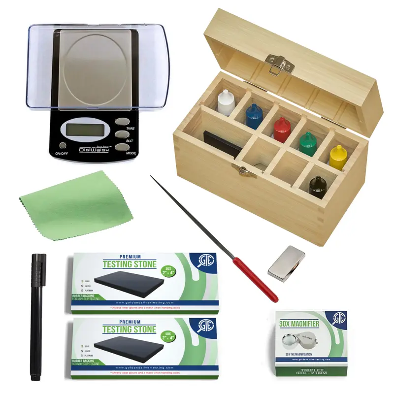 Professional Precious Metal Testing Kit – 13-Piece Gold, Silver & Platinum Appraisal Set With Acid Solutions, Precision Scale & Storage Case 1
