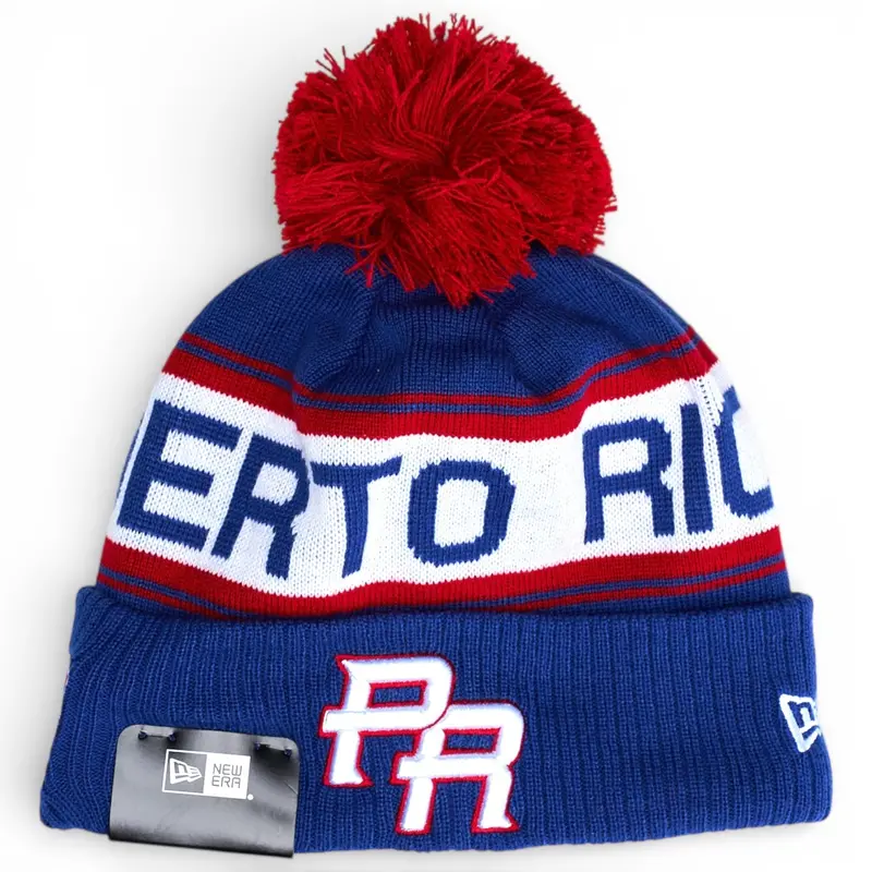 Puerto Rico 2026 Wbc Pom Knit Beanie By New Era 1