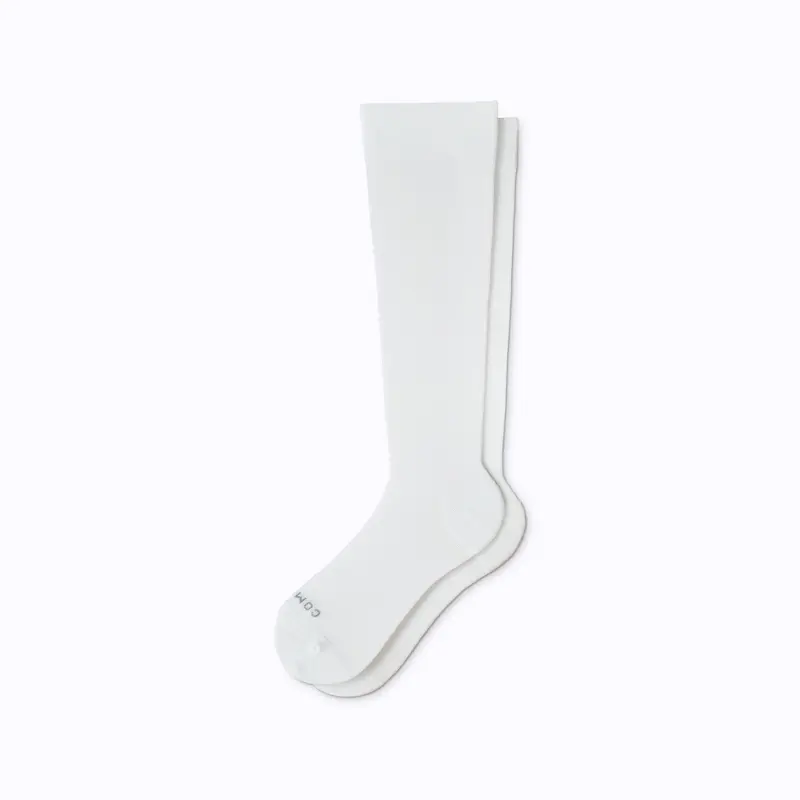 Pure White Knee-High Compression Socks – Light Support & Style 1