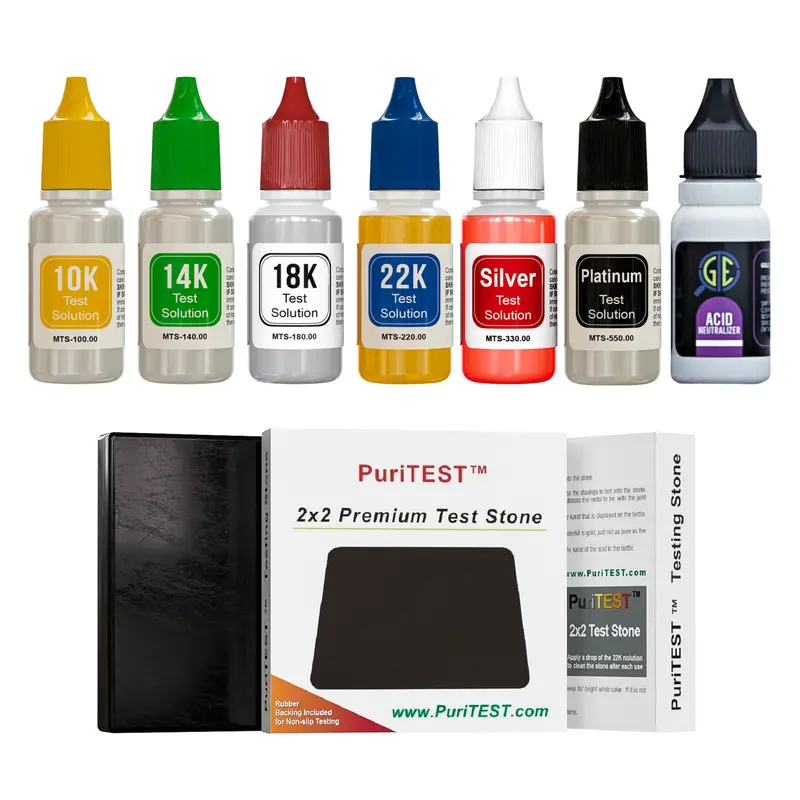 Puritest Acid-Based Jewelry Verification Kit For Gold (9K–24K) And Sterling Silver (925/999) 1