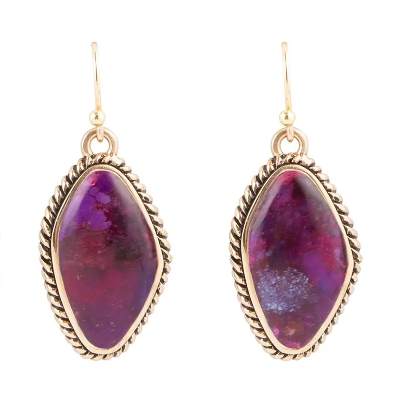Purple Boulder Turquoise Statement Earrings 1
