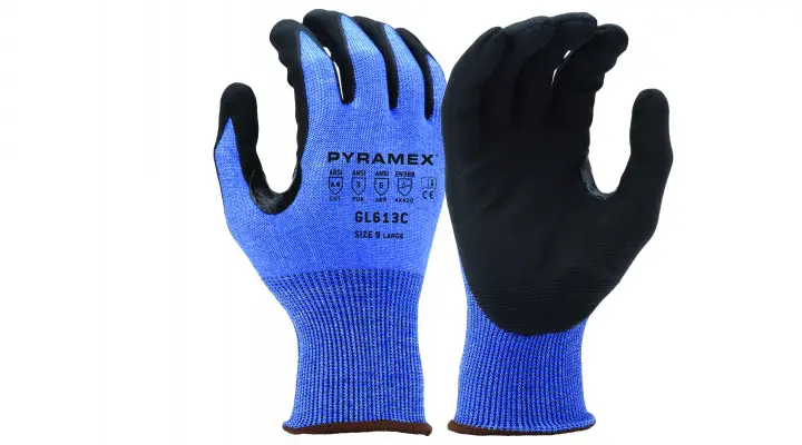 Pyramex A4 Cut-Level Micro-Foam Nitrile Touchscreen-Compatible Safety Gloves – Size S 1