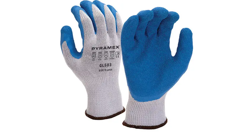 Pyramex Crinkle-Textured Latex-Coated Blue Work Gloves – Size M 1