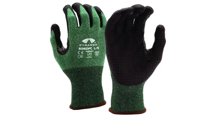 Pyramex Micro-Foam Nitrile-Dotted Thumb-Saddle Gloves – Size Xl (A3 Cut, 18-Gauge) 1