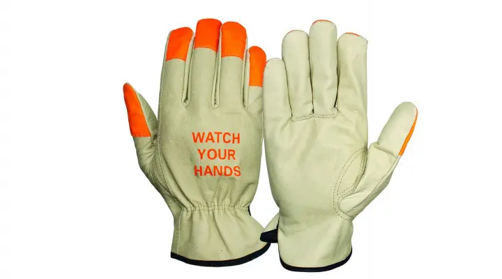 Pyramex Select Grain Cowhide Driver Gloves With Hi-Visibility Orange Keystone Tips – Small 1