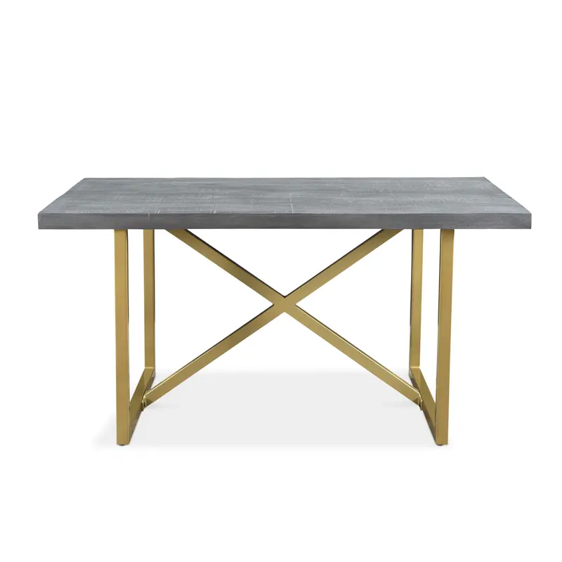 Raven Grey Mango Wood Dining Table – Gold Iron Frame 1