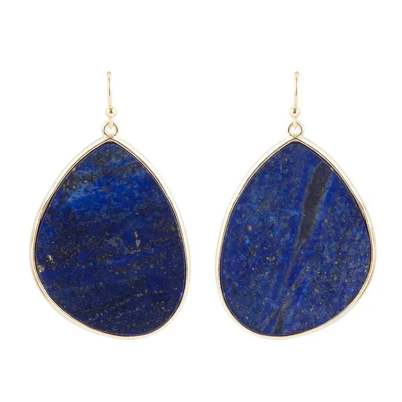 Raw Lapis Lazuli Slab Drop Earrings 1