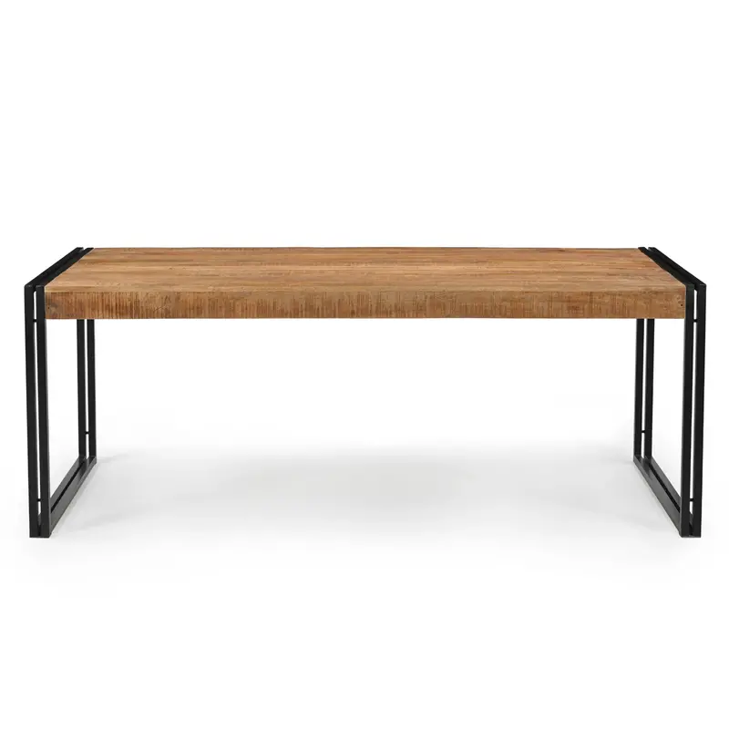 Reclaimed Mango Wood Dining Table – Industrial Metal Legs 1