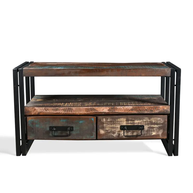 Reclaimed Wood Tv Stand With Ample Drawer Storage 1