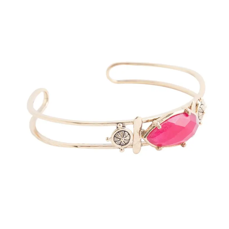 Red Onyx Open-End Cuff Bracelet In Brass 1