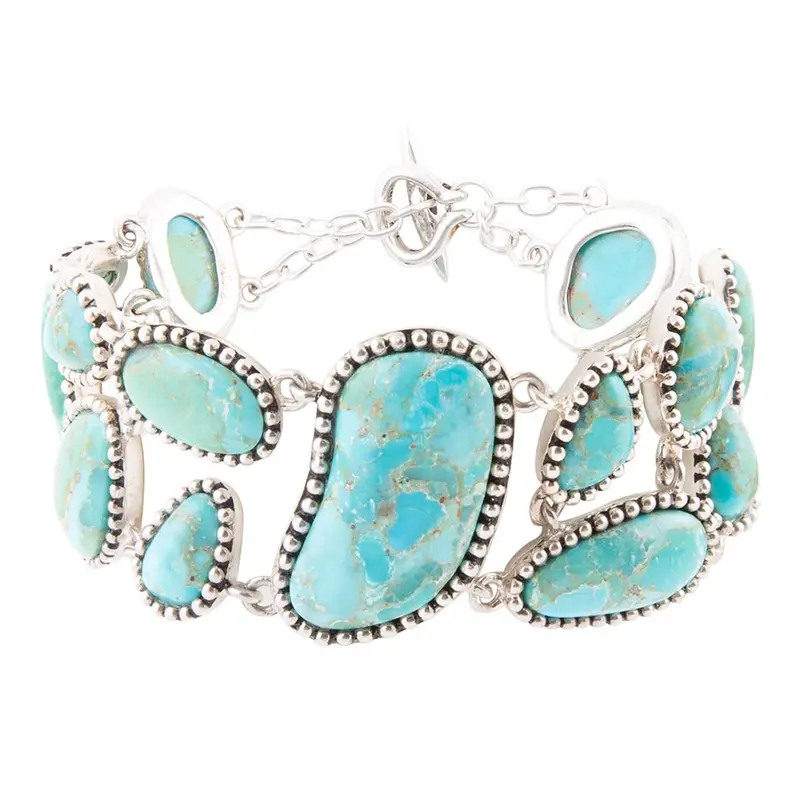Refined Turquoise And Sterling Silver Link Bracelet 1