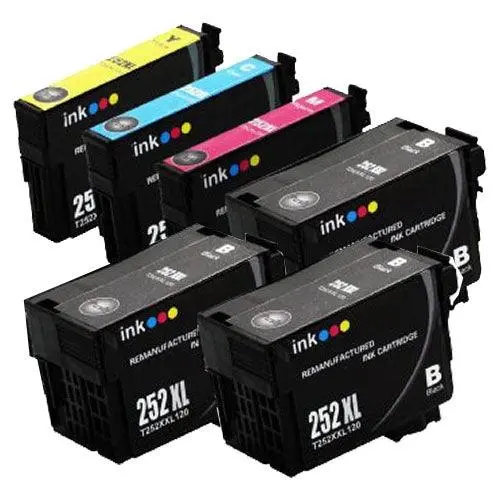Remanufactured Epson 252Xl Ink Bundle – 6-Count (3 Black + 1 Each Cyan, Magenta, Yellow) 1
