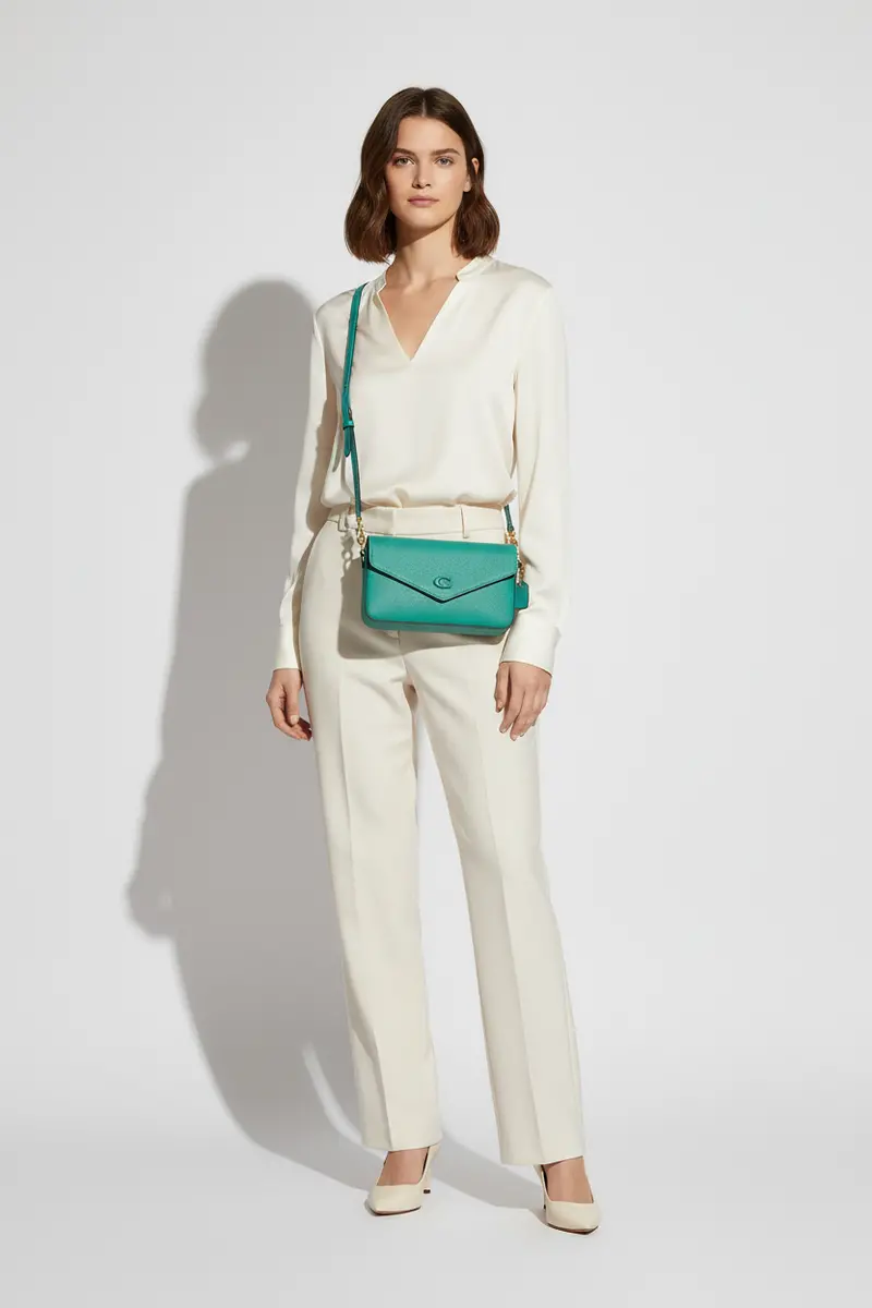Restored Coach C8749 Teal Crossbody Bag 1