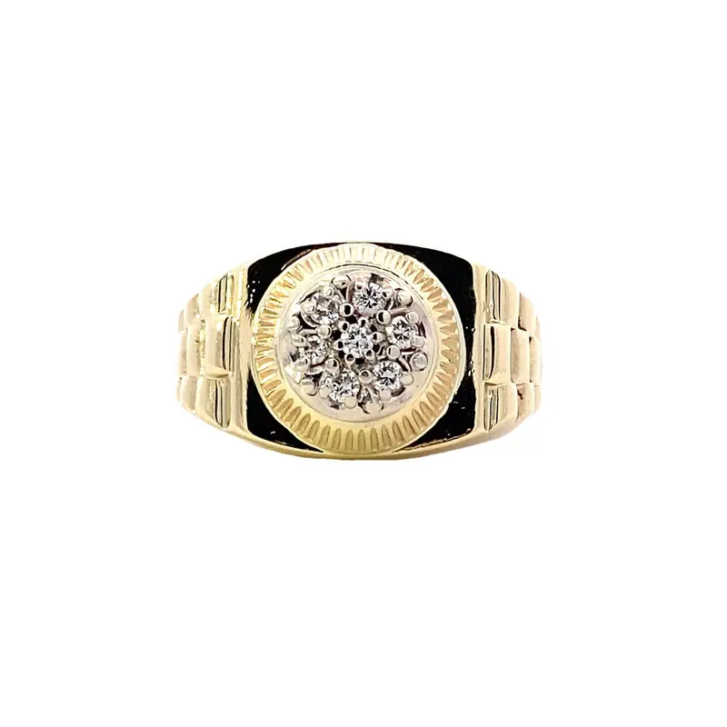 Rolex-Style Ring Featuring 0.21 Carat Diamonds In 10K Yellow Gold 1
