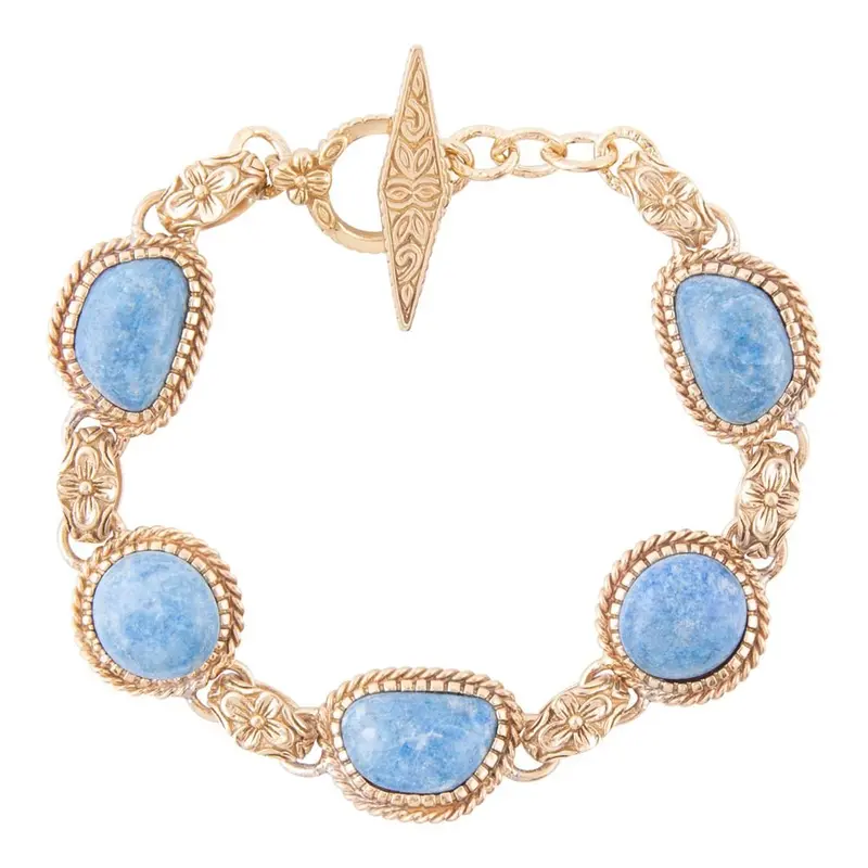 Roped Denim-Blue Lapis Link Bracelet With Gold-Tone Hardware 1