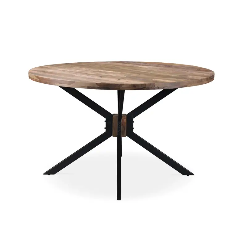 Round Sheesham Wood Dining Table – Natural Grain Finish 1