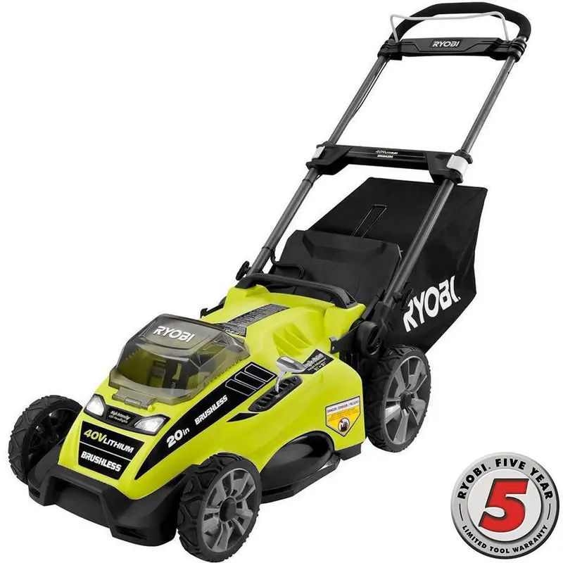 Ryobi 20-Inch 40V Brushless Cordless Push Mower – Includes 5.0Ah Battery & Charger 1