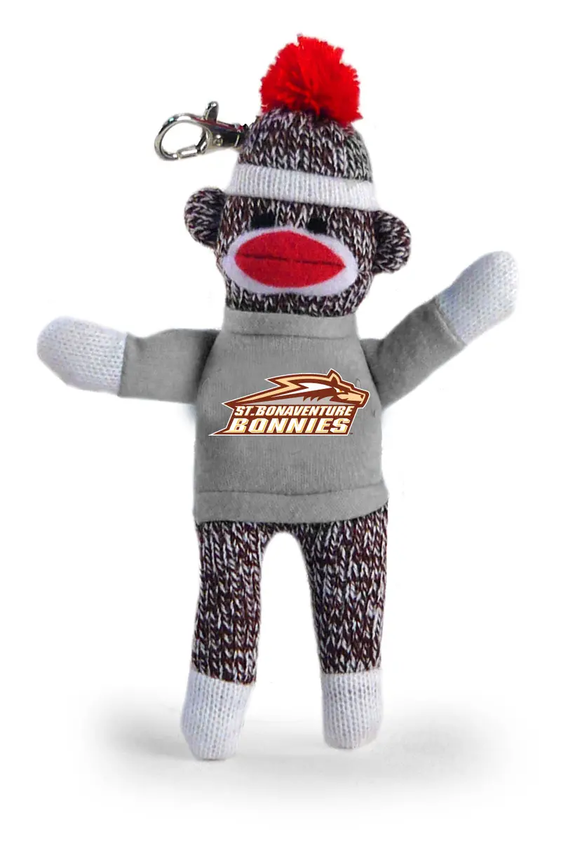 Saint Bonaventure University Sock Monkey Keychain – 4-Inch Plush Charm 1