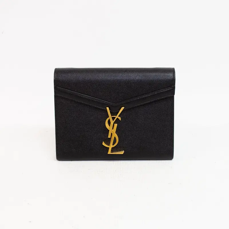 Saint Laurent Grain De Poudre Black Monogram Cassandra Chain Wallet – Style 635023 1