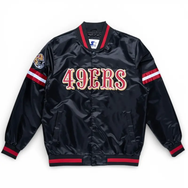 San Francisco 49Ers Black Full-Snap Varsity Jacket By Starter 1