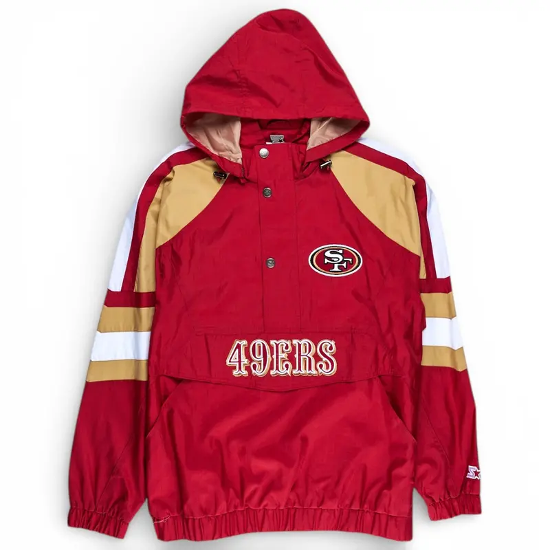 San Francisco 49Ers Red Starter Lightweight V-Neck Half-Snap Pullover Jacket 1