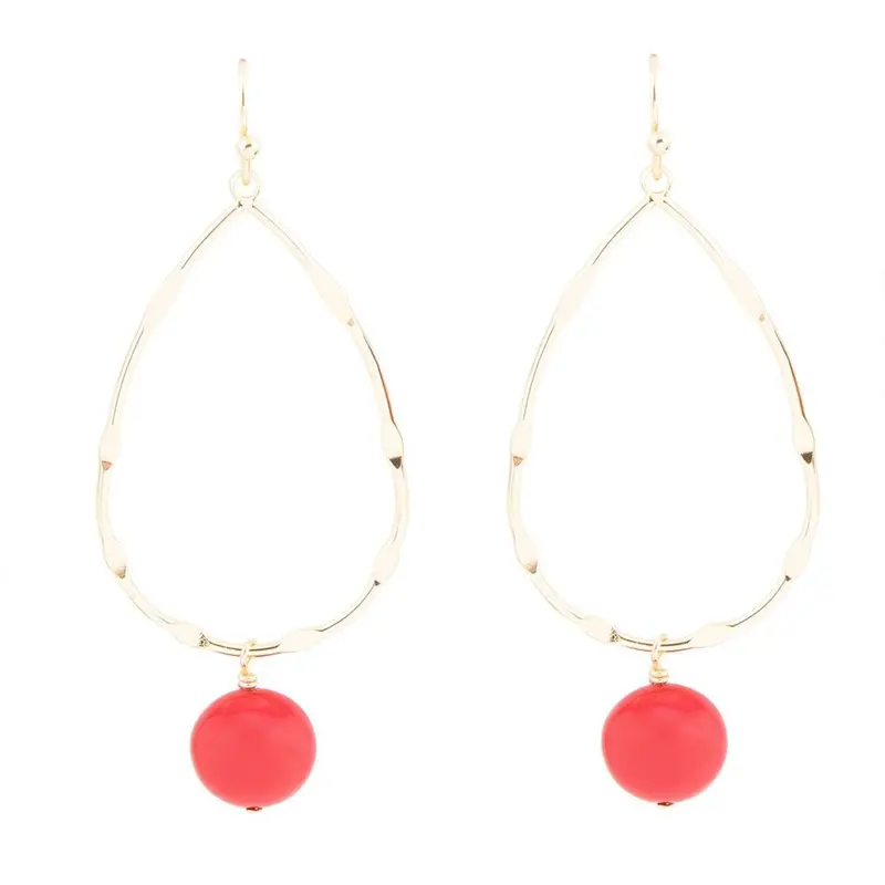 Scarsdale Red Shell Pearl Dangling Earrings With Gold Hooks 1