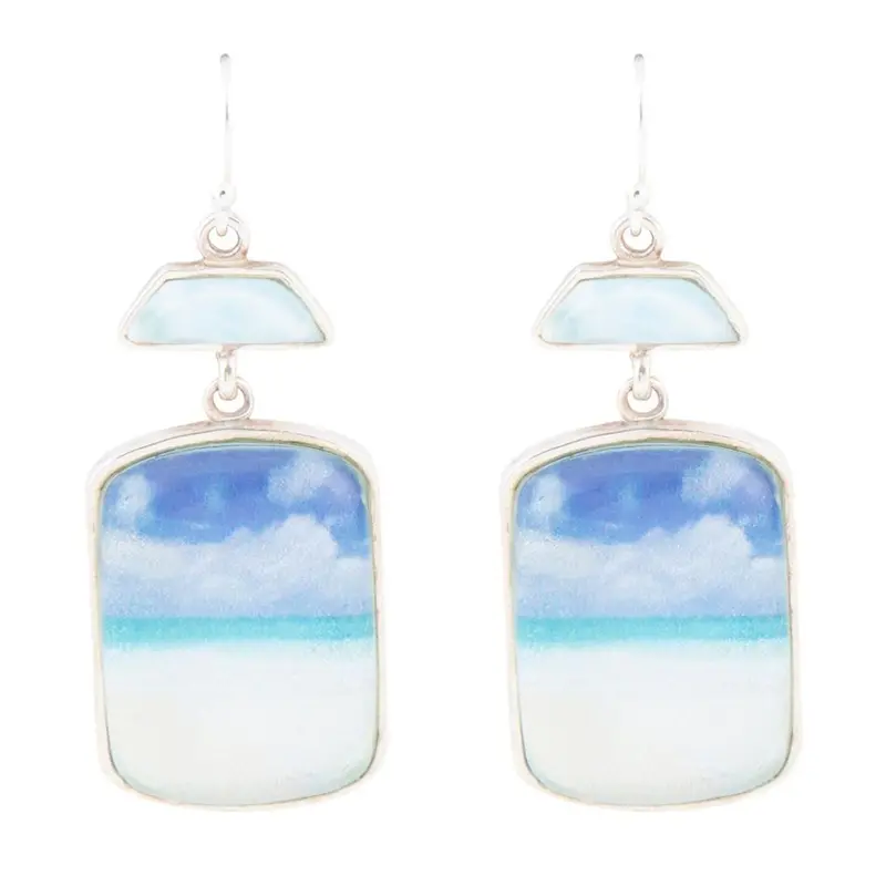 Scenic Beach Larimar Drop Earrings In Sterling Silver 1