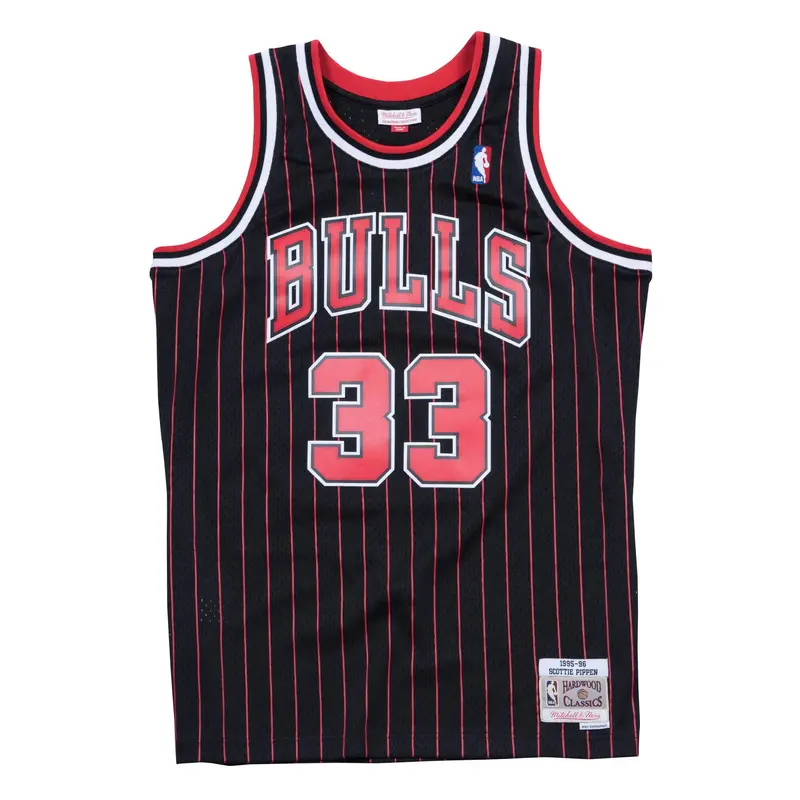 Scottie Pippen Chicago Bulls Black Pinstripe Swingman Jersey – Mitchell & Ness Hardwood Classics 1