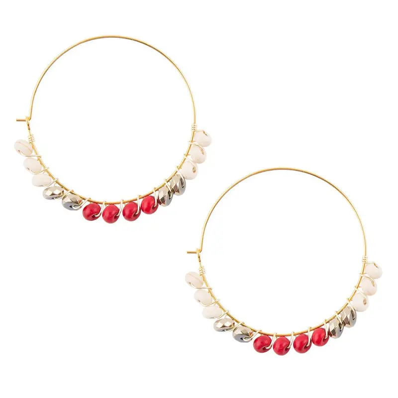 Sepia Red Hoop Earrings – Warm-Toned Circular Statement Pieces 1
