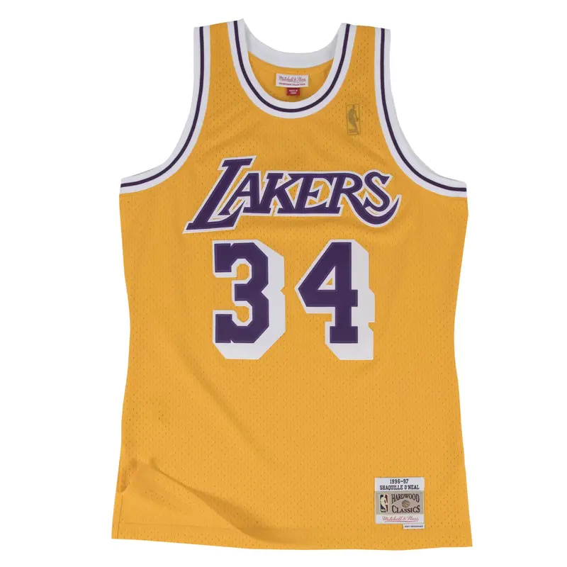Shaquille O'Neal 1996–97 Rookie-Season Lakers Gold Swingman Jersey – Mitchell & Ness 1