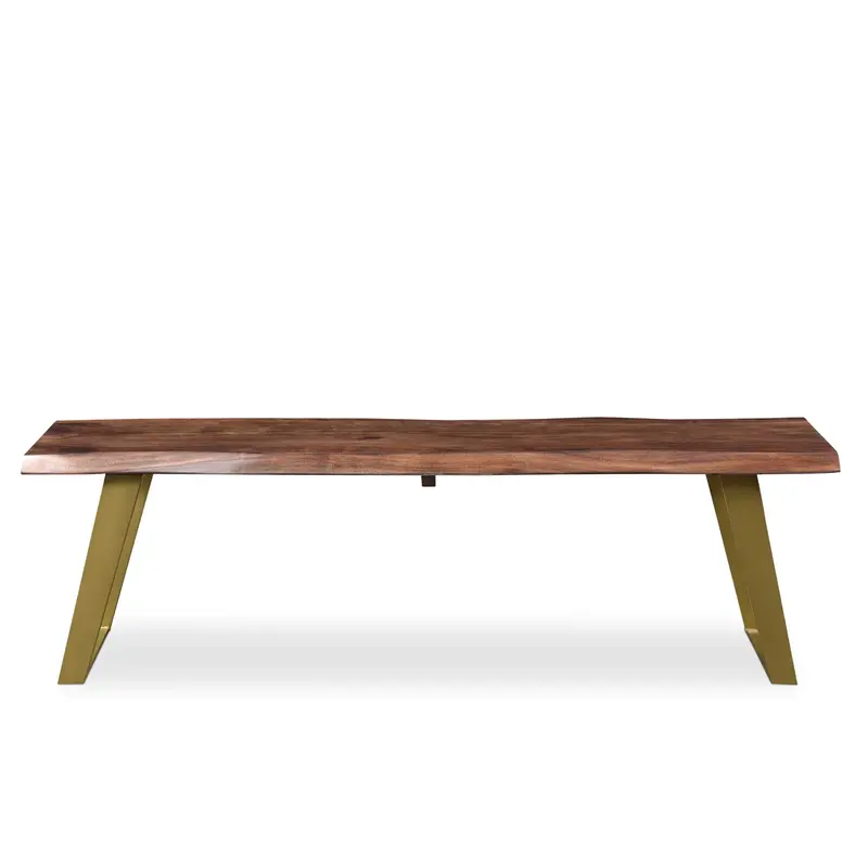 Sheesham Live Edge Bench With Gilded Metal Legs 1