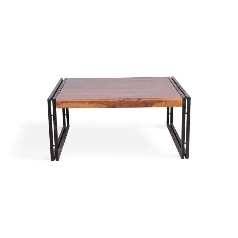 Sheesham Wood Coffee Table With Black Iron Hairpin Legs 1