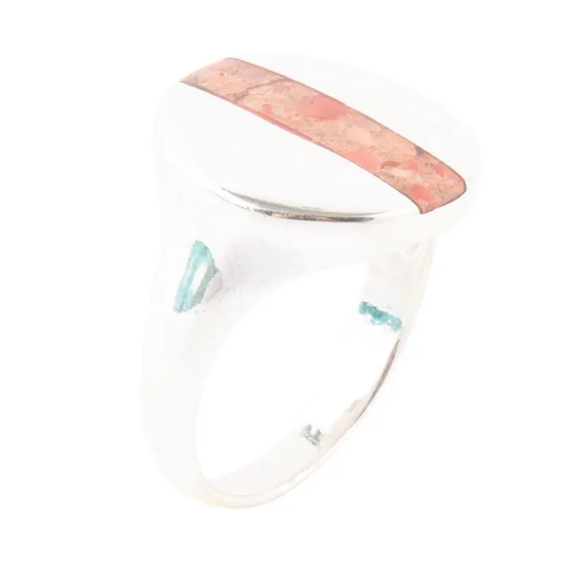 Signet-Style Orange Sponge Coral Ring In Sterling Silver 1