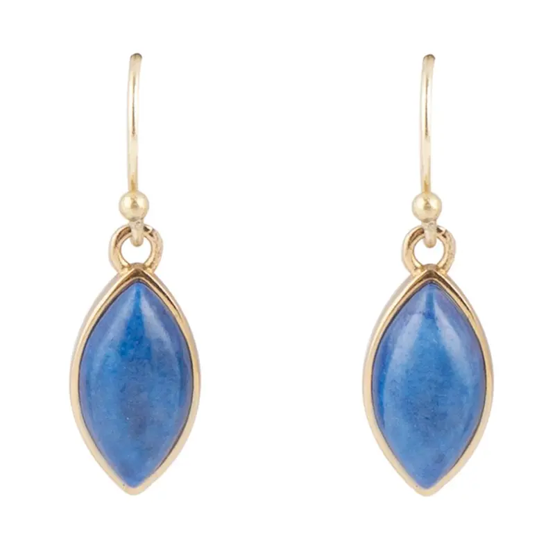 Solid Lapis Lazuli Gold Drop Earrings 1