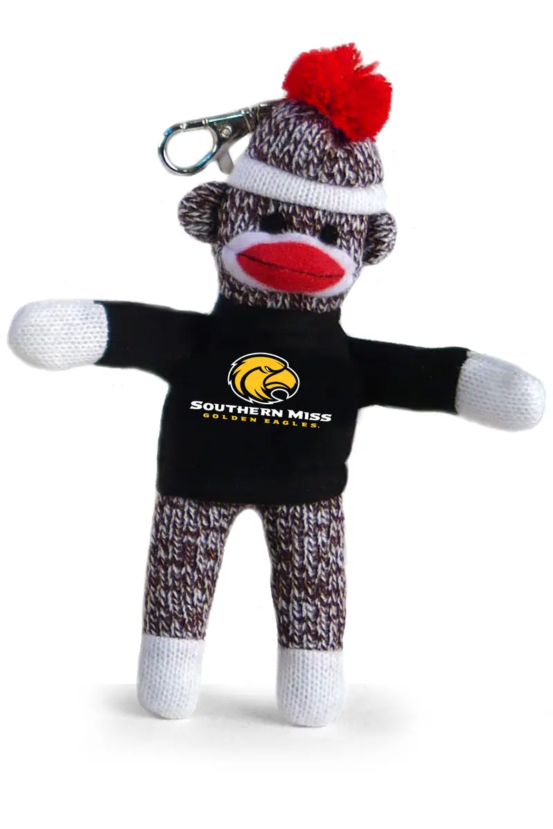 Southern Miss Golden Eagles Sock Monkey Keychain – 4" School Spirit Key Fob 1