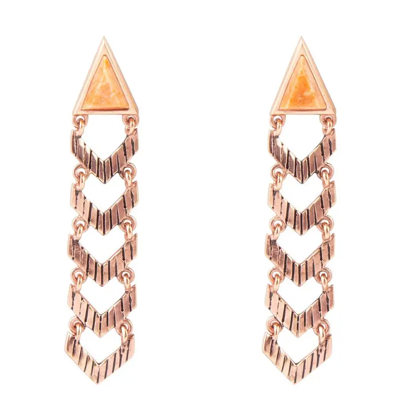 Southwestern-Style Coral & Copper Long Dangle Earrings 1