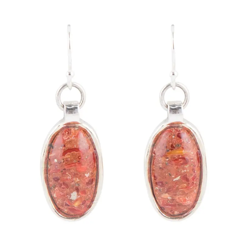 Sponge Coral Drop Earrings In Sterling Silver – Warm Orange Hue 1