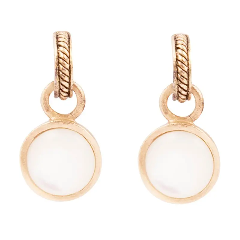 Spotlight-Style Mother-Of-Pearl Drop Earrings With Gold Tone 1