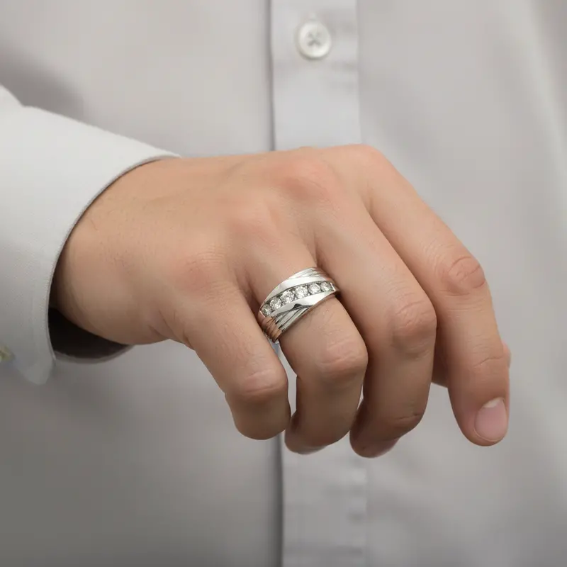 Stackable Diamond Men’S Rings In 10K White Gold – 0.84Ct Tw 1